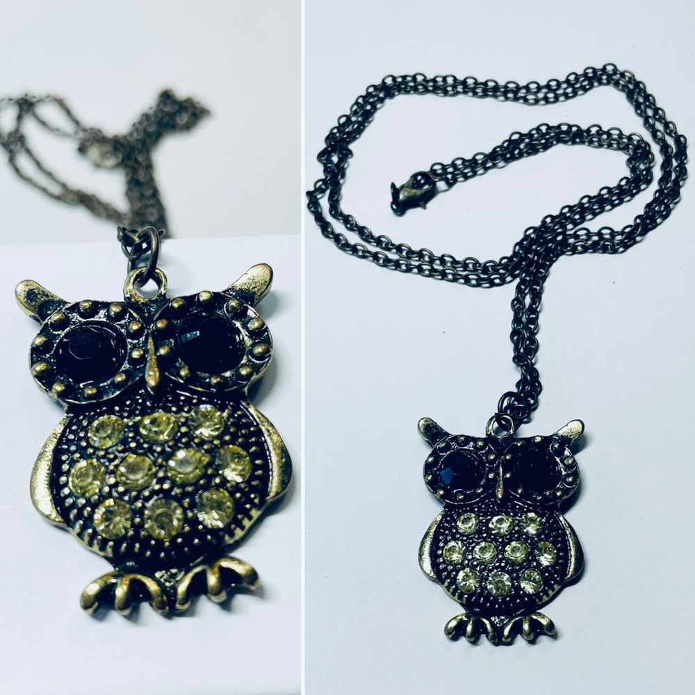 Black/Gold Owl Necklace